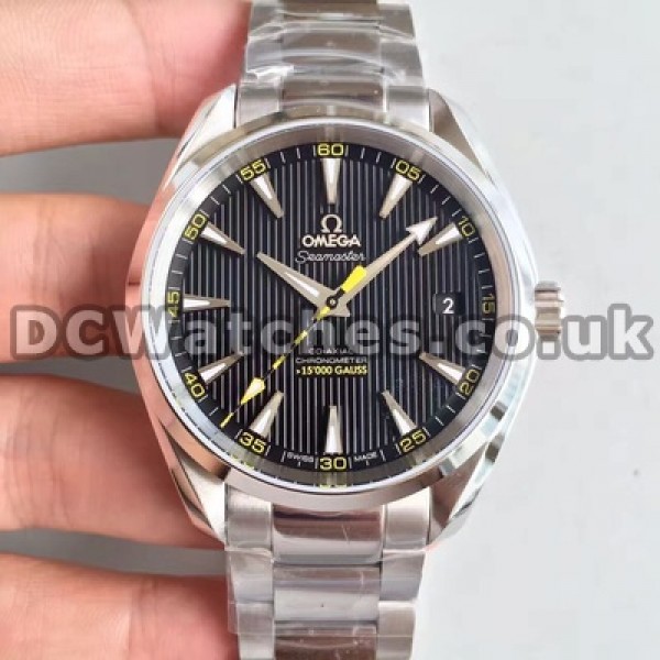 New Hot-selling Black And Yellow Seconds Hands Male Omega Seamaster Aqua Terra 150M Replica Watches With Steel Cases