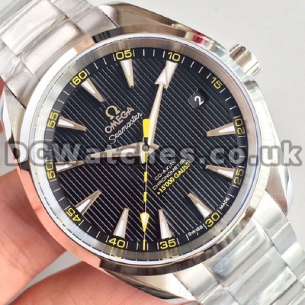 New Hot-selling Black And Yellow Seconds Hands Male Omega Seamaster Aqua Terra 150M Replica Watches With Steel Cases
