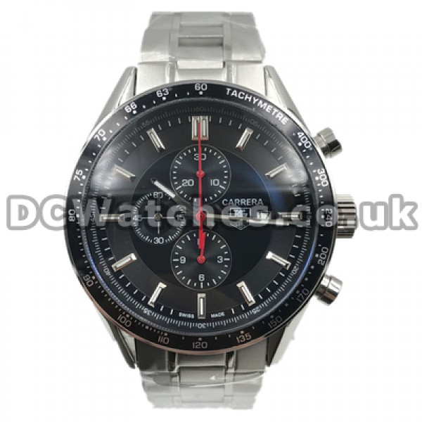 High-quality Male Black Dials 41MM Tag Heuer Carrera Replica Watches With Steel Bracelets