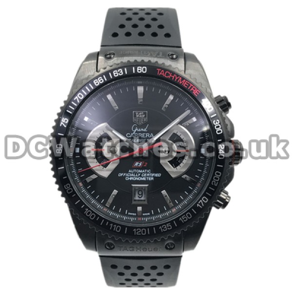New Creative Tag Heuer Grand Carrera Fake Watches For Men With Black Steel Cases And Black Dials