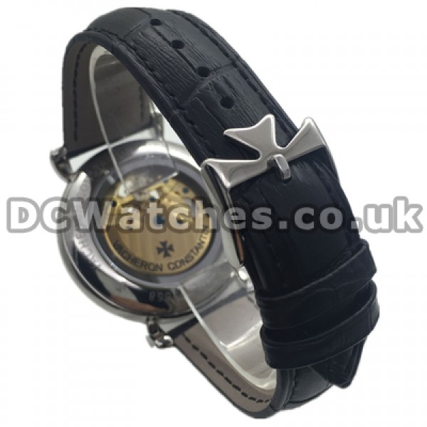 Legible Blue Hands And Blue Roman Numerals Male Vacheron Constantin World Replica Watches With Steel Cases