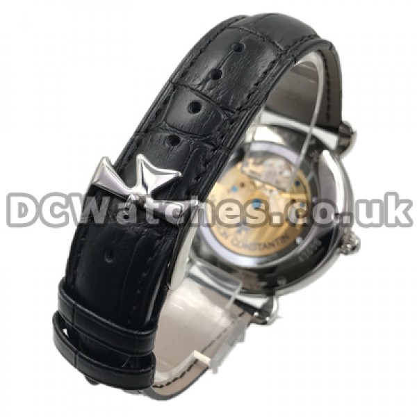 Appropriate Black Dials 44MM Male Vacheron Constantin World Fake Watches With Black Crocodile Straps Online