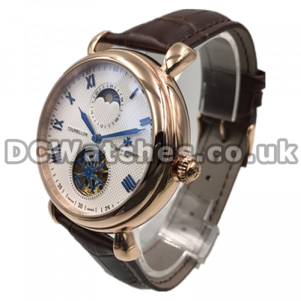Pretty Rose Gold Steel Cases Vacheron Constantin World Copy Watches For Men With White Dials Online