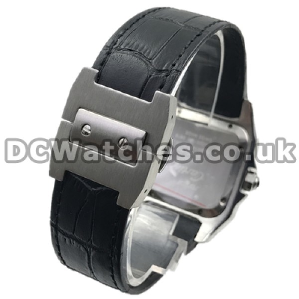 Typical Male Automatic Movements 41MM Cartier Santos 100 Copy Watches With Black Crocodile Straps