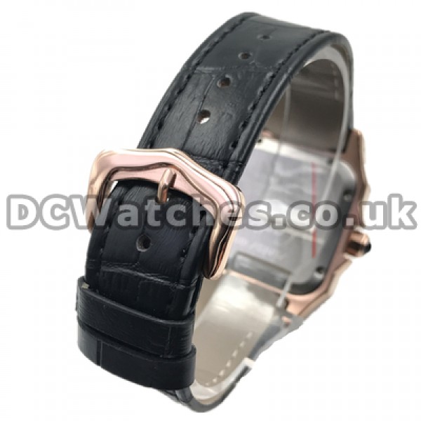 Charming Female Quartz Movements Swiss Cartier Santos 100 Replica Watches With 33MM Rose Gold Steel Cases