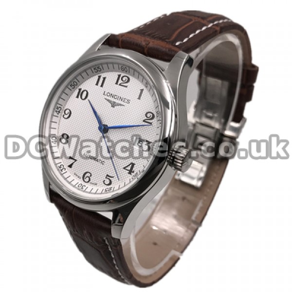 Modern Automatic Movements Male Longines Master Collection Copy Watches With White Dials And Steel Cases