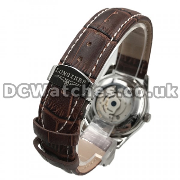 Modern Automatic Movements Male Longines Master Collection Copy Watches With White Dials And Steel Cases