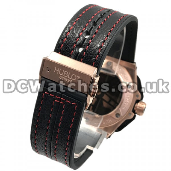 Mysterious Male Quartz Movements Fake Hublot 44MM Watches With Rose Gold Steel Cases