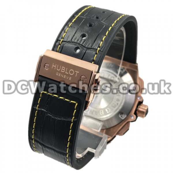 Attractive Yellow Hands And Indexes Male Replica Hublot 46MM Watches With Rose Gold Steel Cases