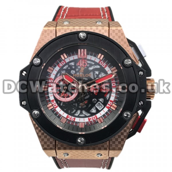 Stylish Male Red Straps 46MM Replica Hublot Watches With Red Dials For Hot Sale