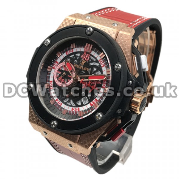 Stylish Male Red Straps 46MM Replica Hublot Watches With Red Dials For Hot Sale