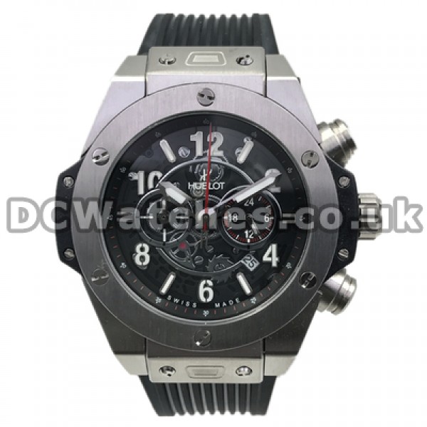 New Cool Black Dials Fake Hublot 44MM Watches For Men With Quartz Movements