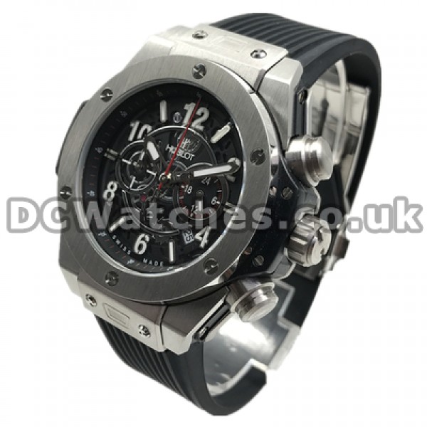 New Cool Black Dials Fake Hublot 44MM Watches For Men With Quartz Movements