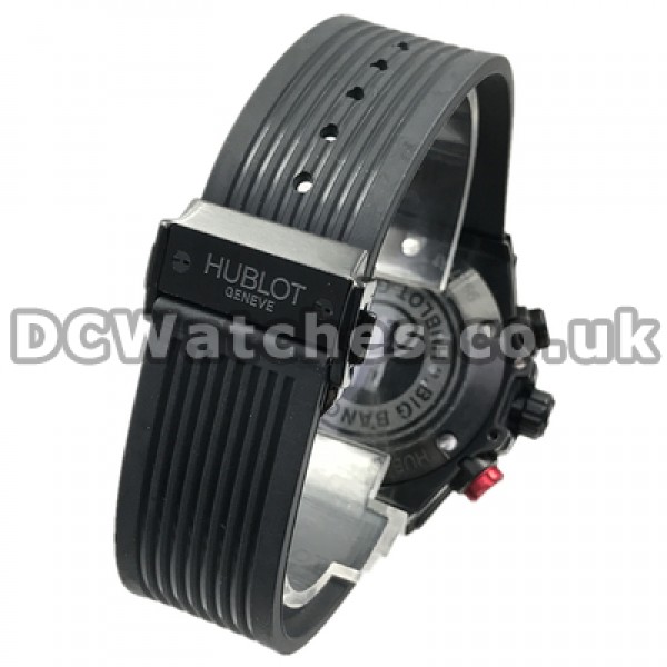 Mysterious Male Quartz Movements 44MM Hublot Copy Watches With Black Straps Online