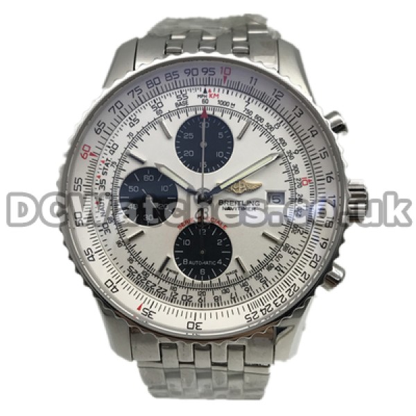 Male Swiss 42MM Steel Cases Breitling Navitimer Copy Watches Sale With White Dials