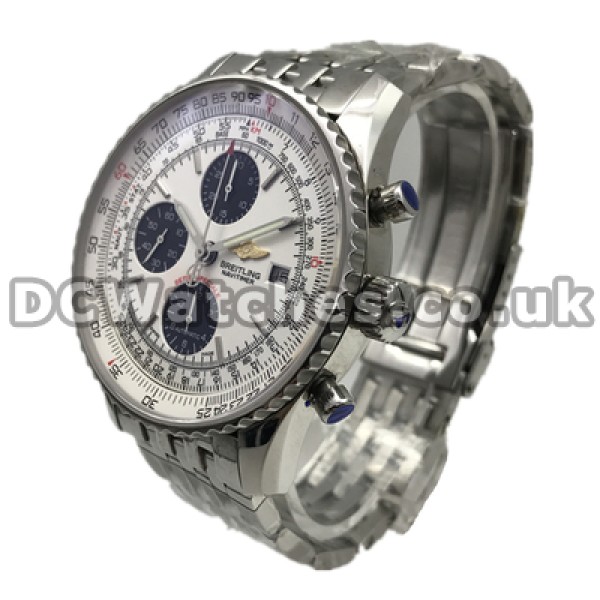 Male Swiss 42MM Steel Cases Breitling Navitimer Copy Watches Sale With White Dials