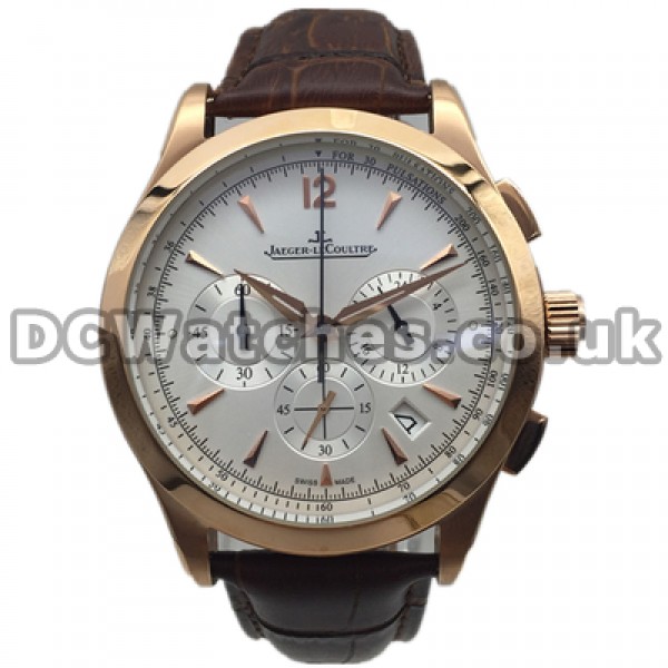 Modern Rose Gold Steel Cases Male Jaeger-LeCoultre Master Control Replica Watches With Quartz Movements Sale