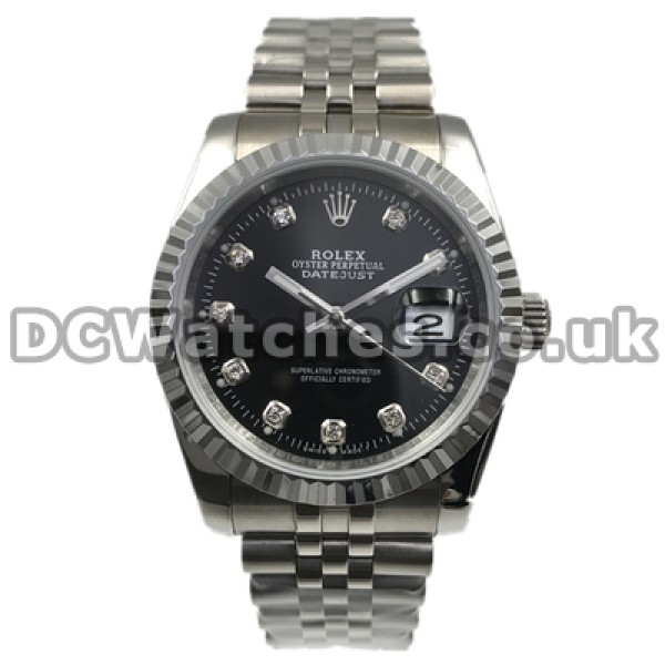 Fashionable Diamond Indexes 36MM Rolex Datejust Copy Watches For Men Online