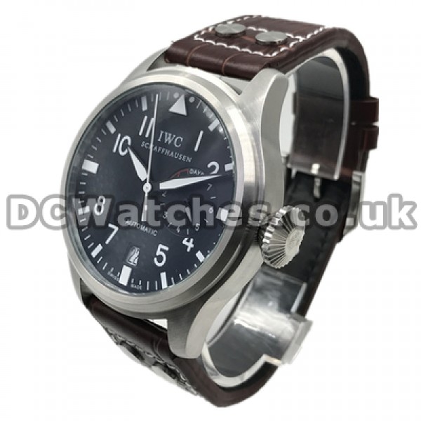 Sturdy Male Steel Cases And Black Dials IWC Pilots Fake Watches Online Sales