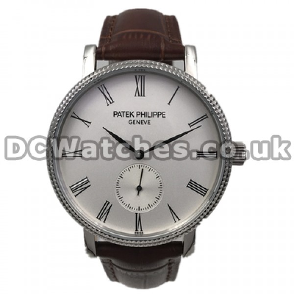 Useful Automatic Movements Male Patek Philippe Calatrava Copy Watches With White Dials