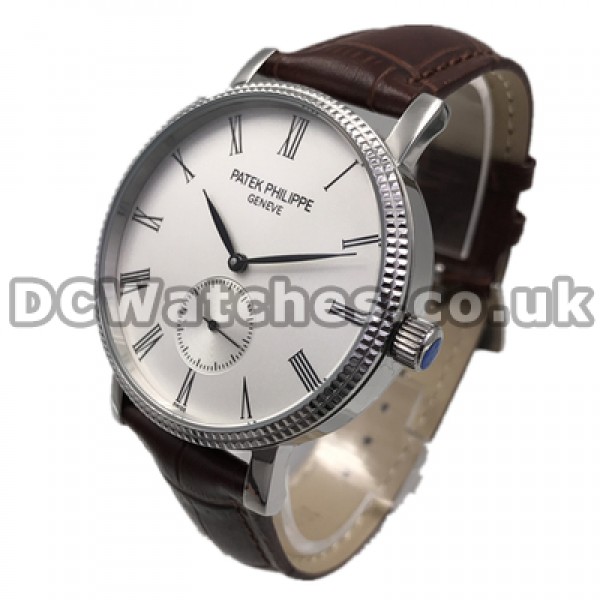 Useful Automatic Movements Male Patek Philippe Calatrava Copy Watches With White Dials