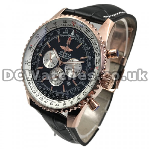Functional 46MM Quartz Movements Male Breitling Navitimer Replica Watches With Black Dials Sales