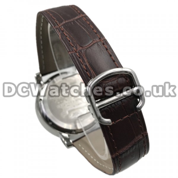 Classic Black Roman Numerals Calibre De Cartier Copy Watches For Men With Steel Cases