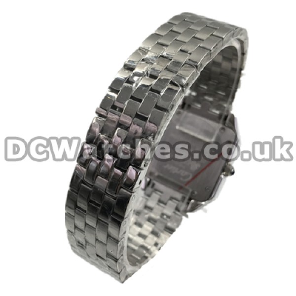 Brilliant Female Quartz Movements Replica Cartier Santos Watches With Steel Cases Set Auger