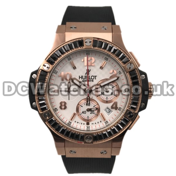 Fashionable White Dials Replica Hublot Big Bang Watches For Women With Rose Gold Steel Cases