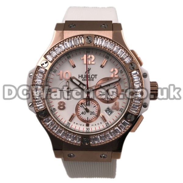 Pure White Straps 38MM Copy Hublot Big Bang Watches For Ladies With White Dials Sales