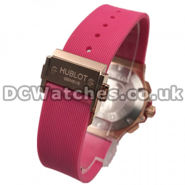 Female Colorful Pink Straps Replica Hublot Big Bang Watches Online With Rose Gold Steel Cases
