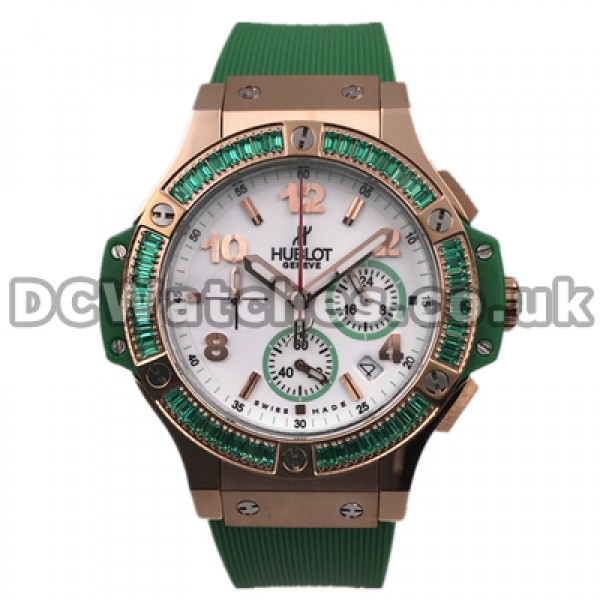 Distinctive Green Auger Female Quartz Movements Hublot Big Bang Fake Watches Online