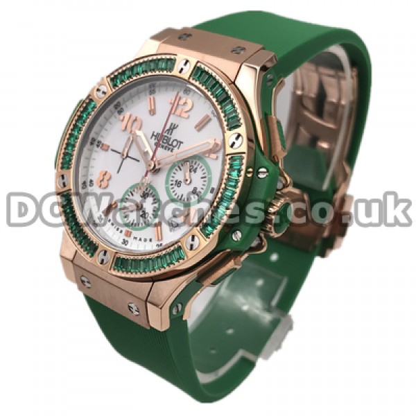 Distinctive Green Auger Female Quartz Movements Hublot Big Bang Fake Watches Online
