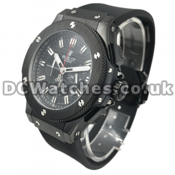 Cool 44MM Quartz Movements Hublot Big Bang Fake Watches For Men With Black Dials