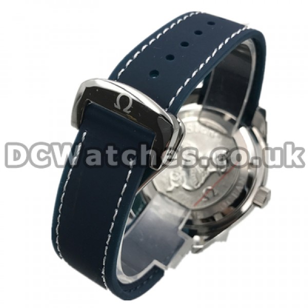 Modern Blue Dials 43MM Omega Seamaster GMT Fake Watches For Men With Blue Straps