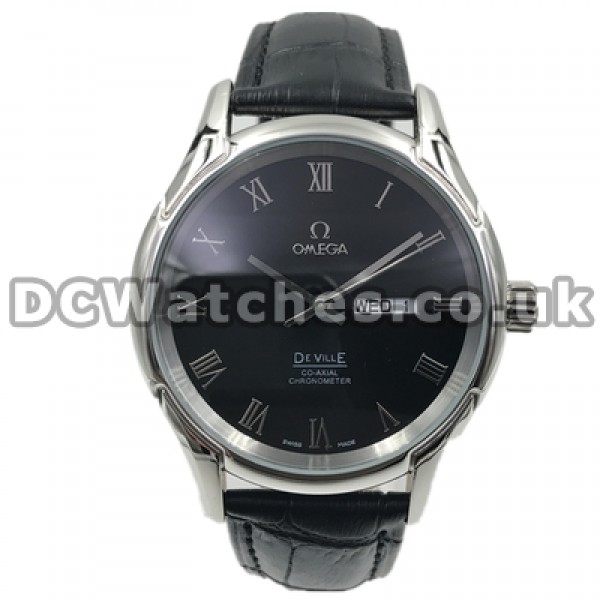 Cool Male 40MM Quartz Movements Replica Omega De Ville Hour Vision Watches With Roman Numerals