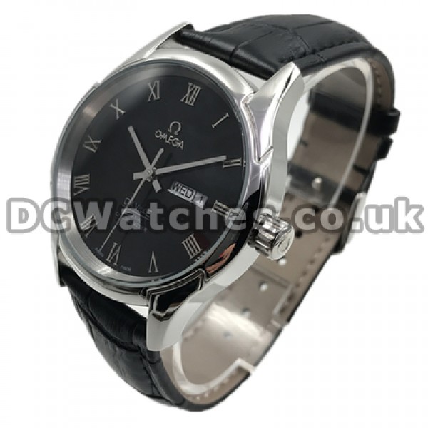 Cool Male 40MM Quartz Movements Replica Omega De Ville Hour Vision Watches With Roman Numerals