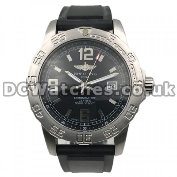 44MM Steel Cases Male Breitling Colt Replica Watches With Black Dials And Black Straps