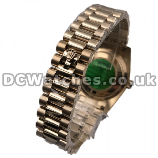 Shiny Male Black Dials 36MM Replica Rolex Day-Date Watches With Gold Steel Cases Set Auger