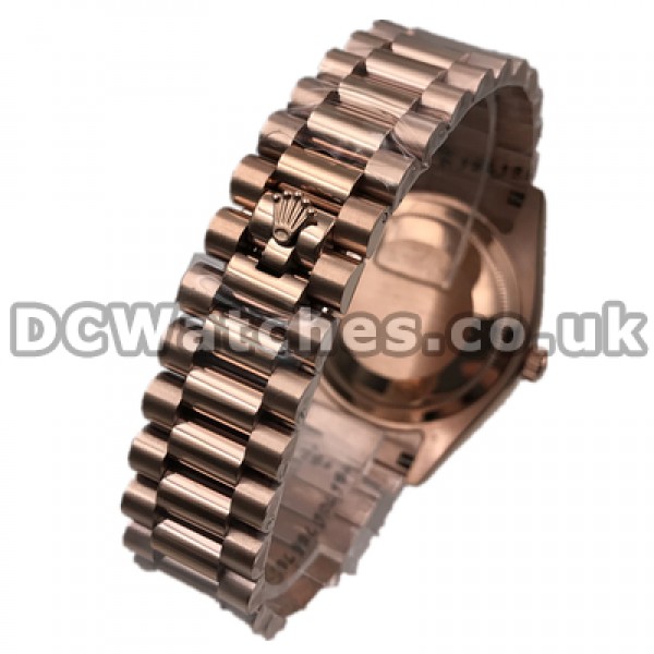 Charming Chocolate Dials Swiss Rolex Day-Date II Fake Watches For Men With Rose Gold Cases