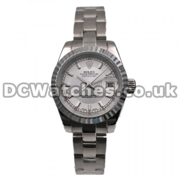 Concise 26MM Automatic Movements Replica Rolex Lady-Datejust Watches With White Dials Online