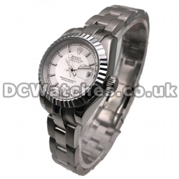 Concise 26MM Automatic Movements Replica Rolex Lady-Datejust Watches With White Dials Online