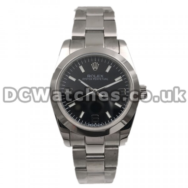 Popular Black Dials Neutral Replica Rolex Oyster Perpetual Watches With Arabic Numerals