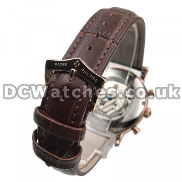 Unique Swiss Male Patek Philippe Astronomical Fake Watches With White Dials And Rose Gold Steel Cases
