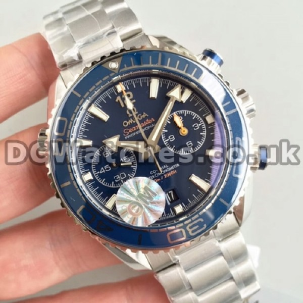 UK Perfect Replica Omega Planet Ocean Watches With Blue Dials For Men