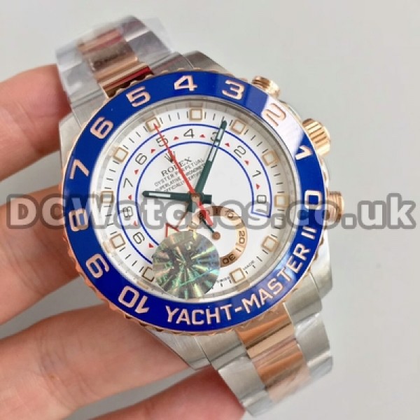 44MM Automatic UK Swiss Made Replica Rolex Yacht-Master II Male Watches With White Dials