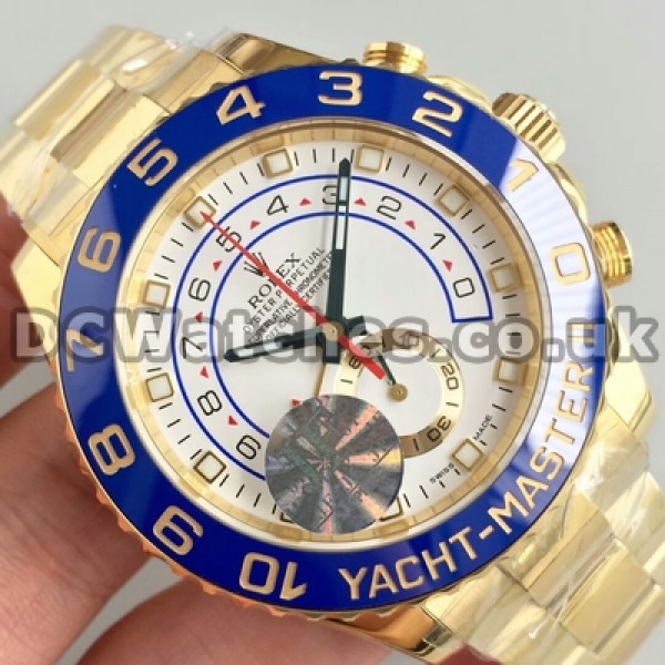 Gold Steel Bracelets Male Automatic UK Swiss Made Replica Rolex Yacht-Master II 44MM Watches For Sale