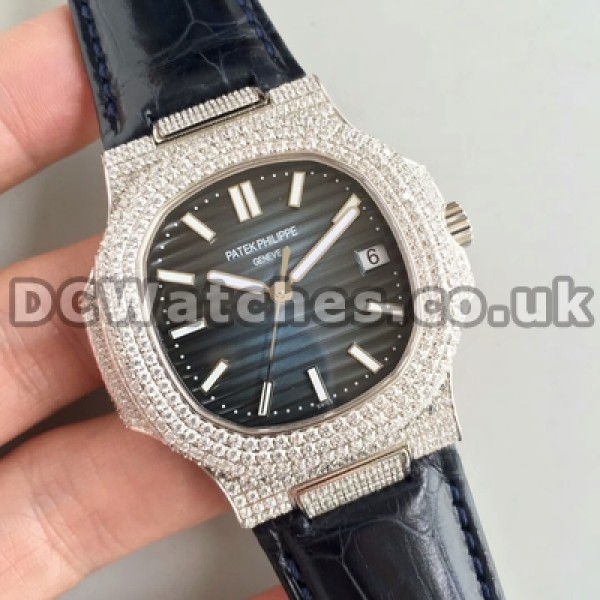 UK Male Blue Dials Swiss Movement Replcia Patek Philippe Nautilus Automatic Watches In 40MM For Men
