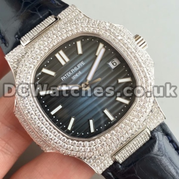 UK Male Blue Dials Swiss Movement Replcia Patek Philippe Nautilus Automatic Watches In 40MM For Men