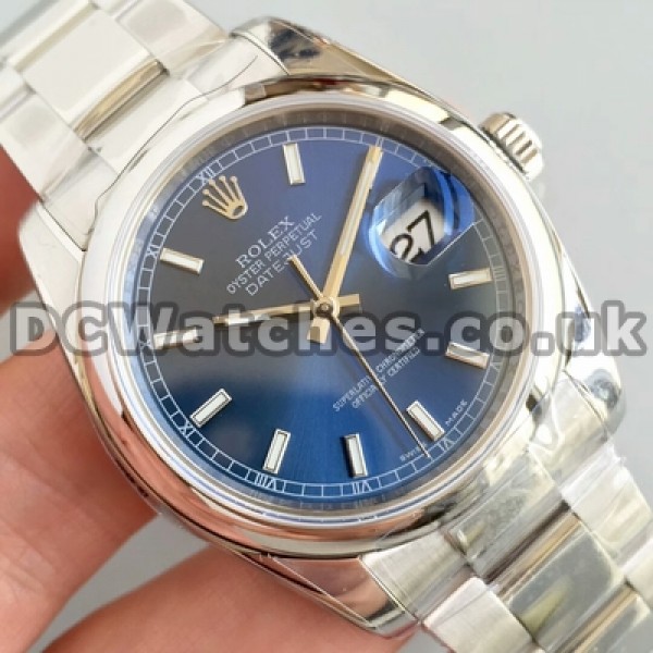 Automatic 36MM Blue Dials Rolex Datejust Fake Watches For Men